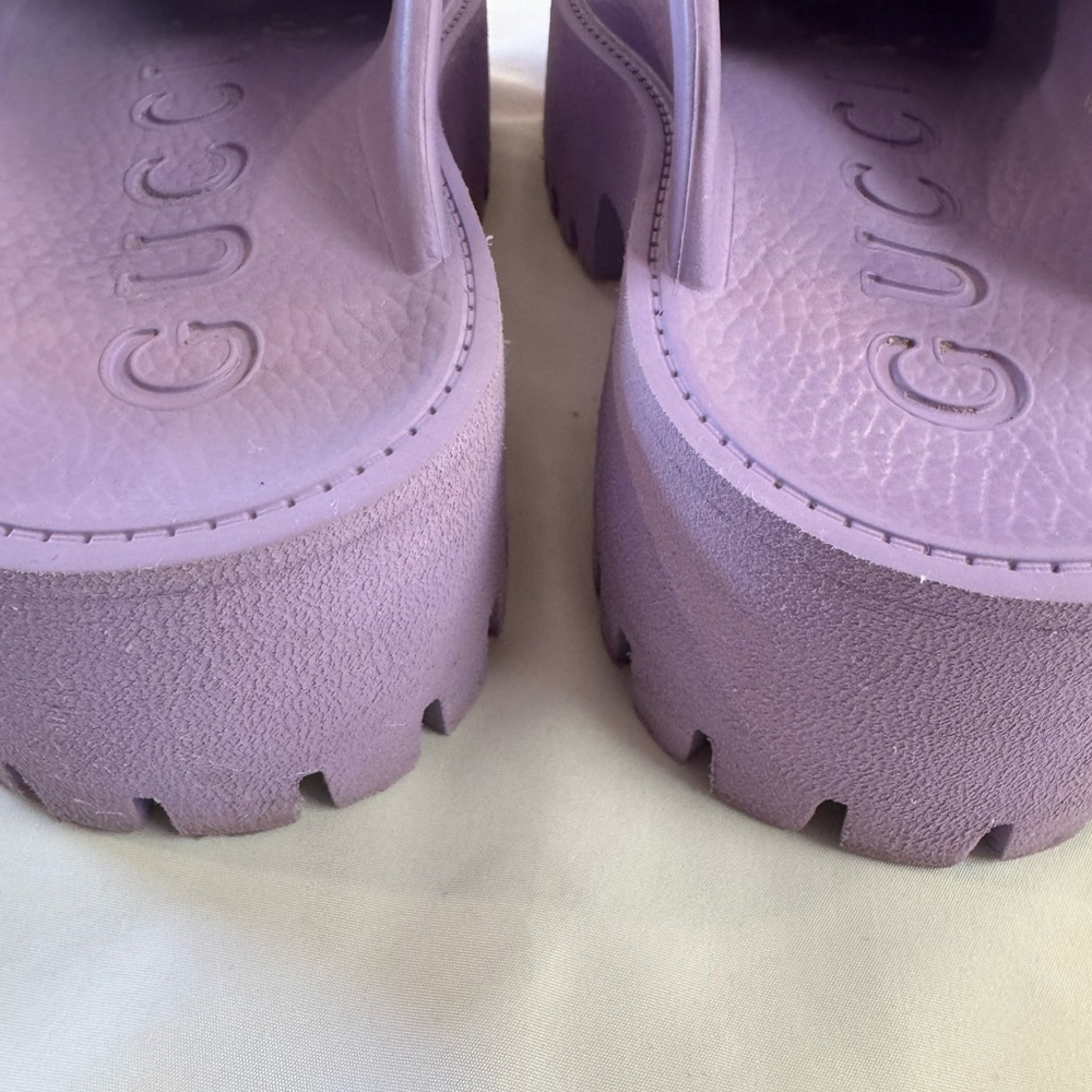 Gucci Lavender Purple Perforated GG Clog Mules - Picture 7 of 9